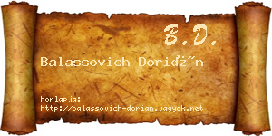 Balassovich Dorián névjegykártya